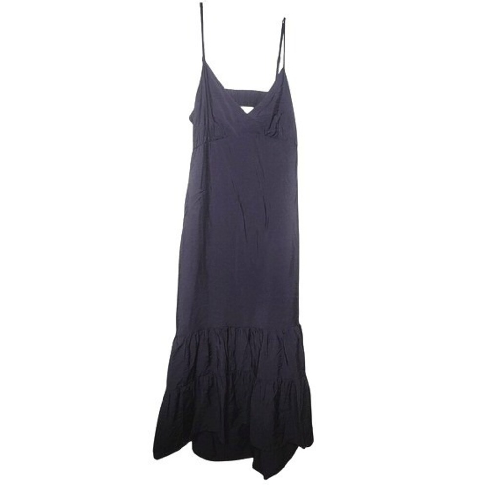 A‎ New Day Sleeveless Tiered Maxi Sundress Black Adjustable Strap Open Back XXL
